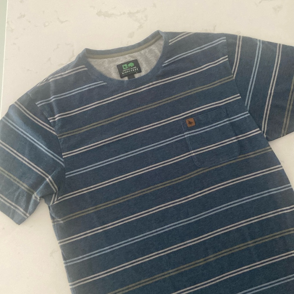 Hippytree striped t-shirt with pocket, size large.
